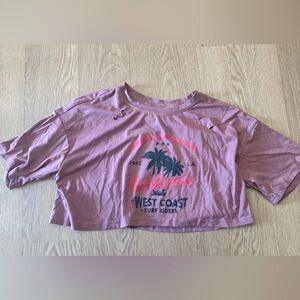 Graphic T-Shirt Oversized Cropped and Distressed California Surf Purple